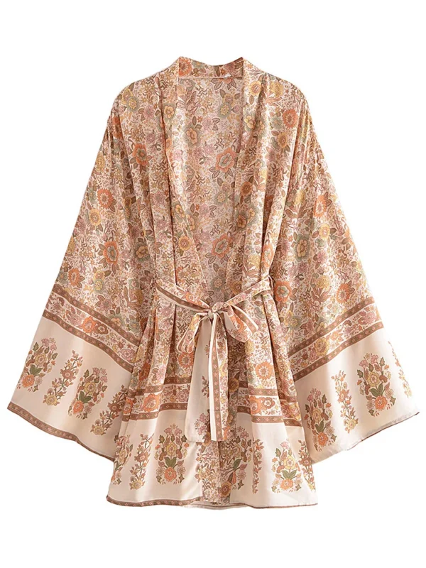 S6093c8610ef24bdfab37c8eb254e25d03.webp Sunkissed Dreams Floral Kimono Robe with Belt Tie
