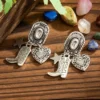 S6128d33bb4af4eb1aa8390adebff4715y.webp Cowboy Boot Earrings with Star Charm for a Western Inspired Look