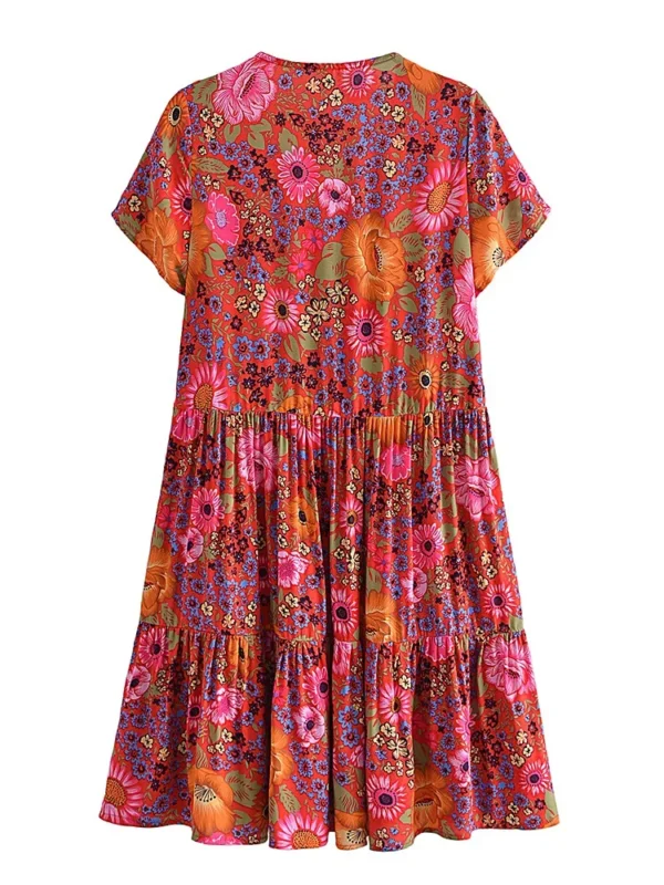 S669c4a2865934c66897bf239e5cea2b2g.webp Garden Path: Short Sleeve Tiered Floral Print Summer Dress