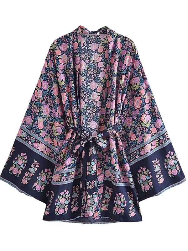 S674b8c25ac8143cab3194c3dd72769c2p.webp Sunkissed Dreams Floral Kimono Robe with Belt Tie