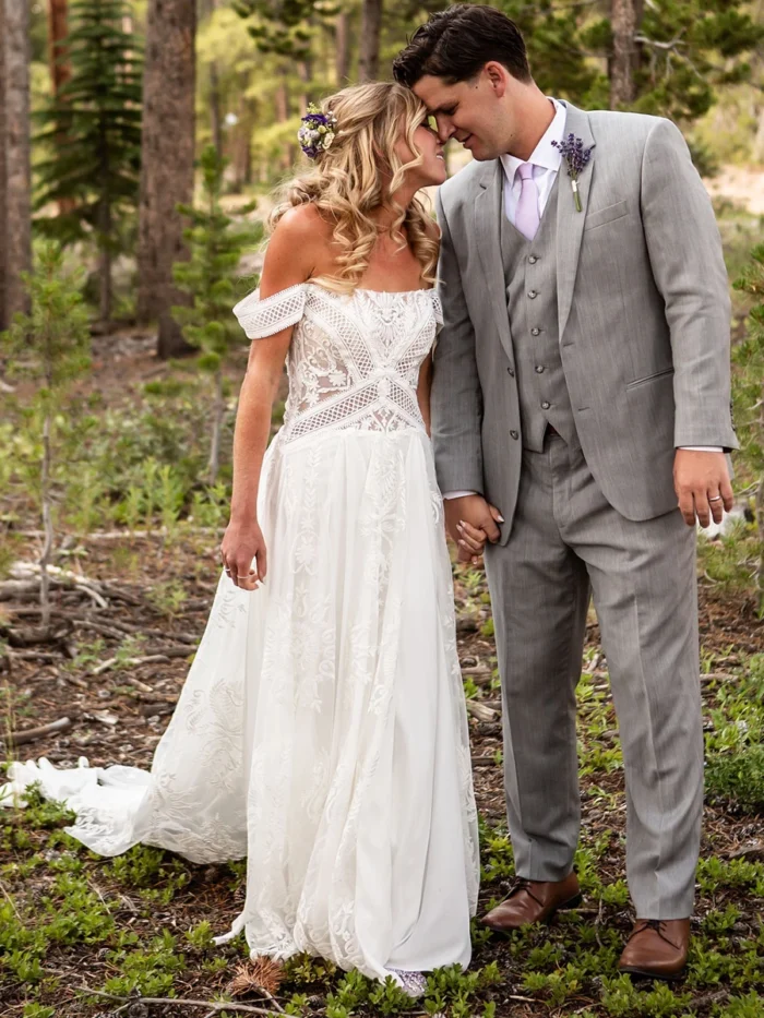 Thistle Grove — Draped Neckline Boho Wedding Dress in Crochet Lace – Spirit & Rebel