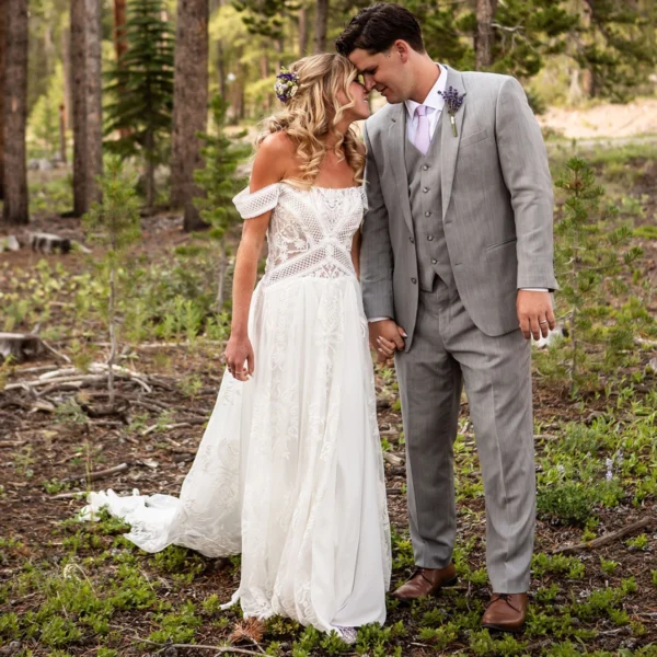 Thistle Grove — Draped Neckline Boho Wedding Dress in Crochet Lace – Spirit & Rebel