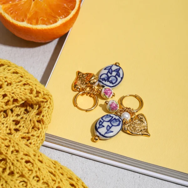 S6b953d2170dc457fa1a269c7a60f2e6f8.webp Amour Porcelain Heart Charm Hoop Earrings