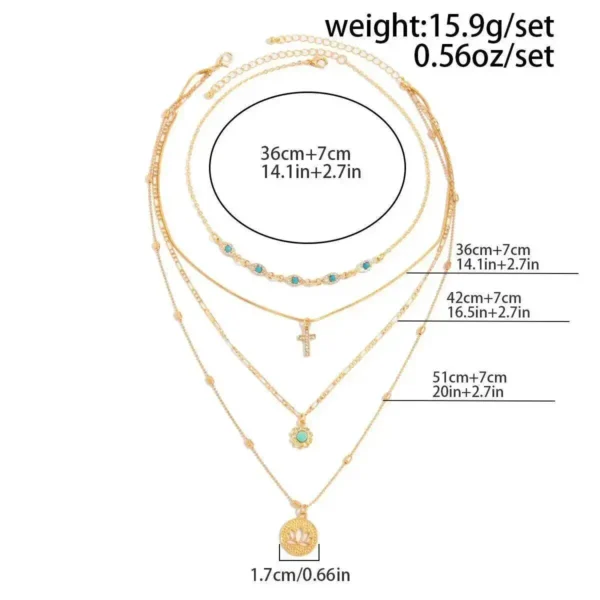 S6e2f09023f5c4e0db47dfd9200dc7dcbm.webp Elements Lost and Found Gold Layered Necklace with Turquoise Details