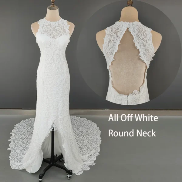 S6ea91575be2e45febe449faa858c3a4d0.webp Halter Neck Wedding Dress, Floral Lace Bridal Gown, Open Back Fishtail Dress