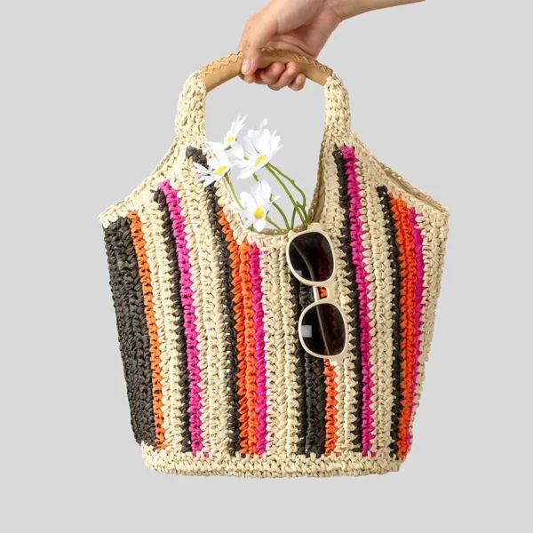S6f2e515d8bde451cb167bc2c6f471a2fY.webp Striped Hand-Woven Woven Straw Tote with Leather Handles