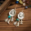 S714e5b62a3324547bf55663b3d55e86bF.webp Cowgirl Spirit Silver Earrings with Cactus and Teardrop Charms