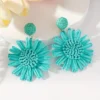 S71ac85a21b1b40db9dd59cf9367bea6ap.webp Mediterranean Bloom Raffia Flower Dangle Earrings