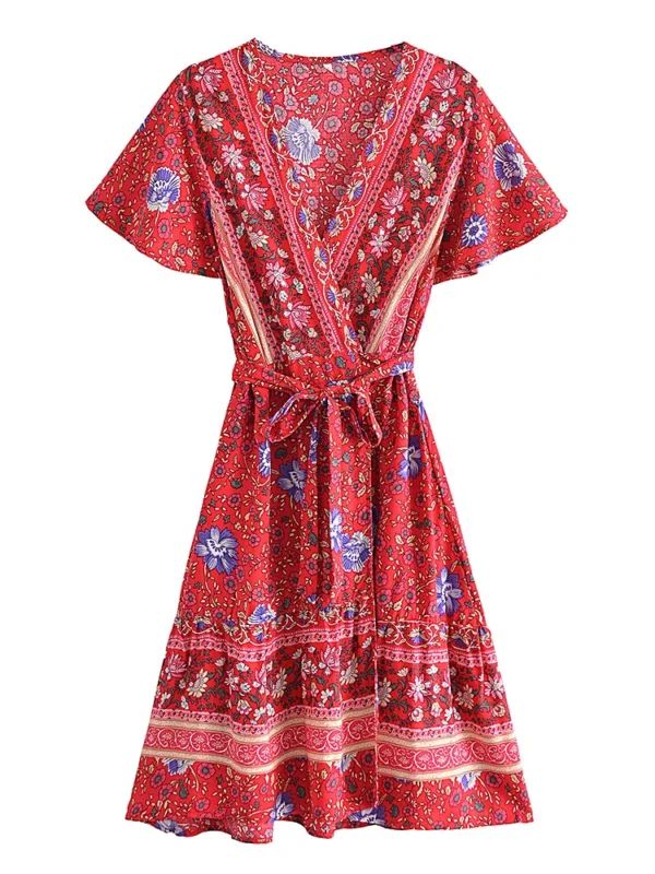 Summertime Flirt Floral Wrap Dress with Tie Waist