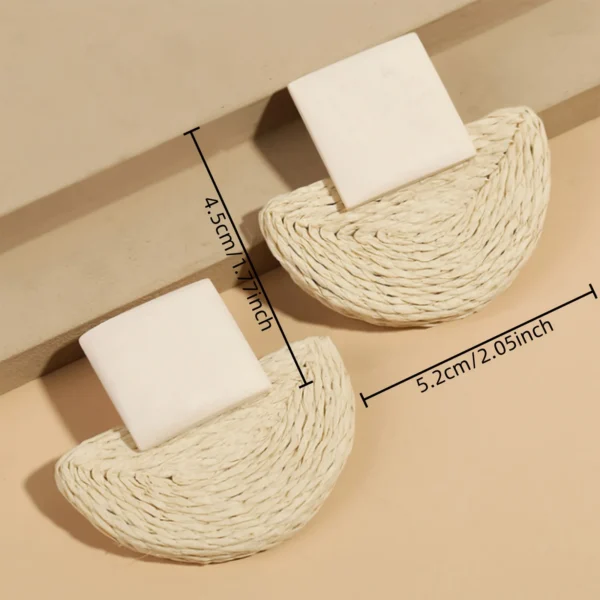 S769aa386dd5d444ba105847065f65cdcV.webp Sojourn Woven Square Top Boho Rattan Earrings
