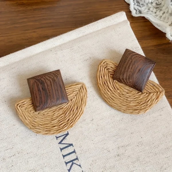 S76c07c9a1a064f65ba4a6180ff088267Y.webp Sojourn Woven Square Top Boho Rattan Earrings