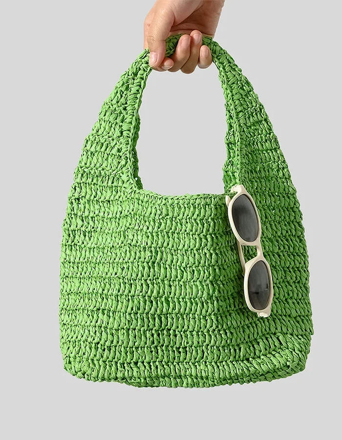 Boho Chic Woven Straw Shoulder Bag