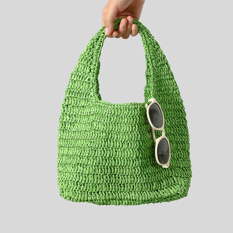 Boho Chic Woven Straw Shoulder Bag