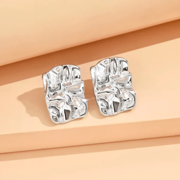 S78b91f0af158444b979496e54c002100X.webp Irregular Crinkle Studs - Hammered Silver and Gold Earrings