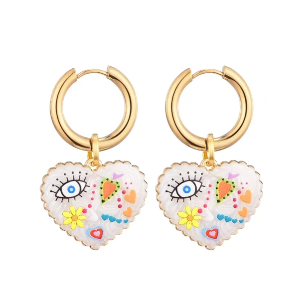 S7af036f74ce34144a95225e13dd71e0dx.webp Color Rush Artistic Hoop Earrings with Heart Dangles
