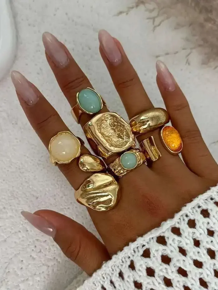 S7b4393cddbad438bb129f7a3d5ed4fa0l.webp Goddess Layered 7 pcs Set Irregular Gemstone Rings