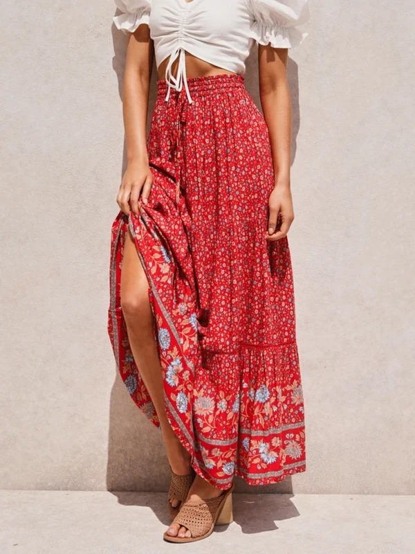 S7c5878b965784cb19a37b6ae4a57d35a2.webp Harmony Flows Bohemian Floral Maxi Skirt with Tiered Design