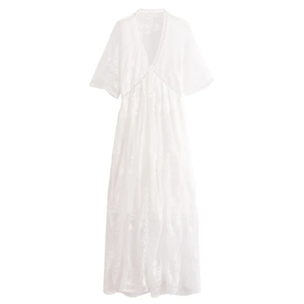 S7f7344bbd68c4063bf4bf8f8896c3e64M.webp Dreamweaver White Bohemian Lace Maxi Dress with Sheer Overlay