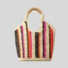 S81ef09909c864db4aeaad12afbc853d2s.webp Striped Hand-Woven Woven Straw Tote with Leather Handles