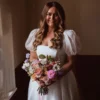 The Linnea Gown — Simple Organza Wedding Dress with Puff Sleeves – Spirit & Rebel
