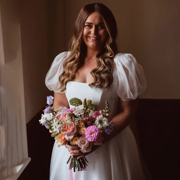 The Linnea Gown — Simple Organza Wedding Dress with Puff Sleeves – Spirit & Rebel