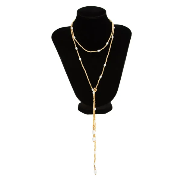 S857d293446f243ad8ef2dea5db8742187.webp Opulent Layers Pearl Lariat Necklace with Beaded Strands