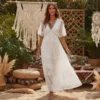 S864943047b67450c9a8c1304fd870b3e8.webp Dreamweaver White Bohemian Lace Maxi Dress with Sheer Overlay