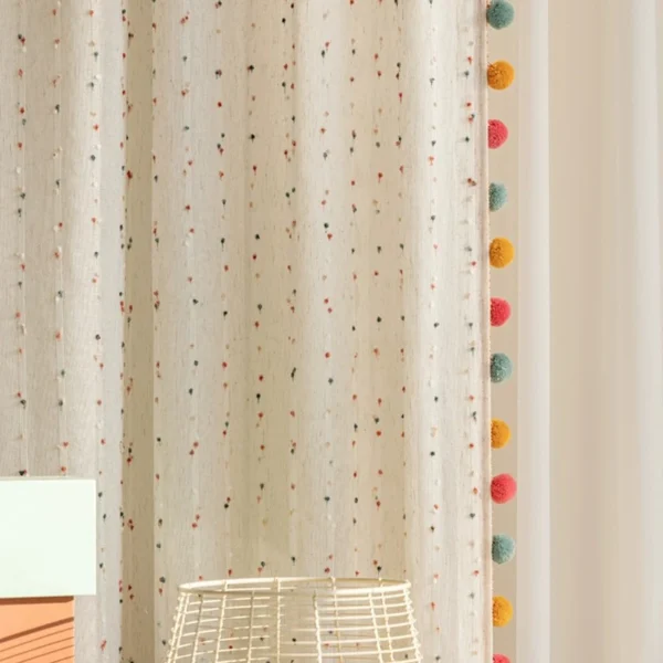 S8684682660f54acda4aaa8888ede713fB.webp Dreamy Pom Poms Boho Curtain
