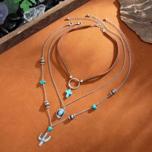 S868dd4b364a8468a80ad31fcd70cf87bb.webp Nomad Spirit Boho Layered Silver Turquoise Necklace