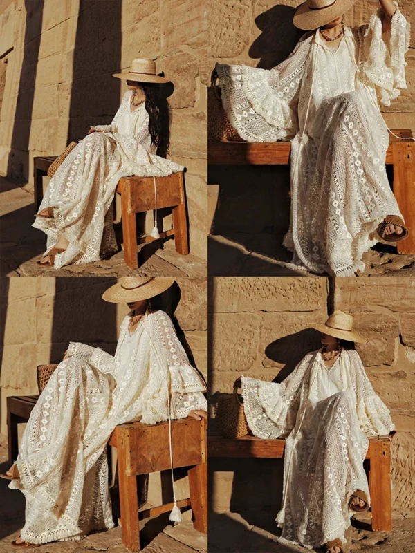 S88f9deeea7504ce8ab0efc9503df761bC.webp Desert Muse Whimsical Tiered Ruffle Bell Sleeve Lace Maxi Dress