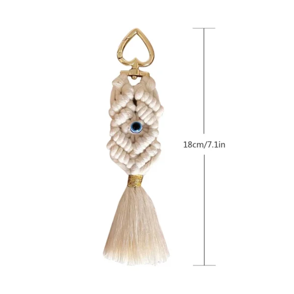 Boho Evil Eye Crochet Keychain Bag Charm with Tassel Detail
