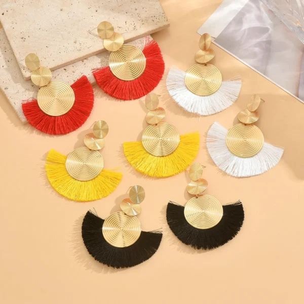 S8b0e280f33ea4f8dbf51e2b5140b1f330.webp Radiant Sunburst Tassel Statement Earrings