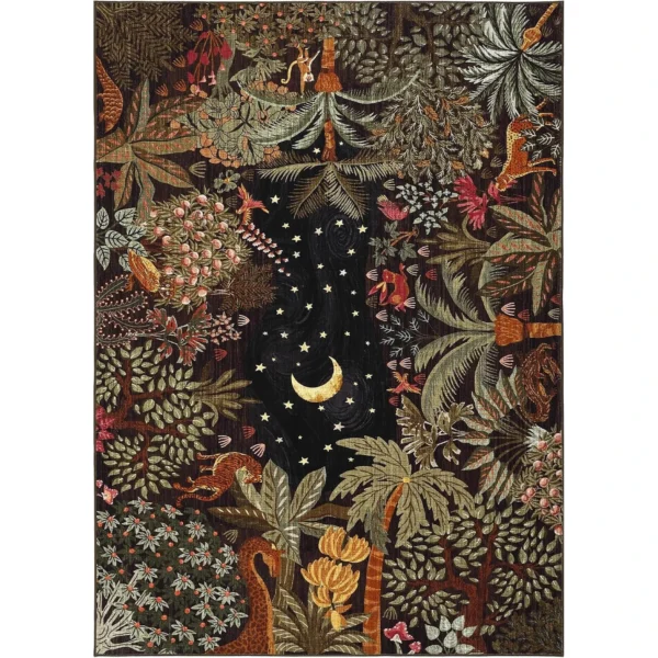 S8b2f7c4a079743f08be989fcf6789834x.webp Midnight Jungle Reverie Boho Rug