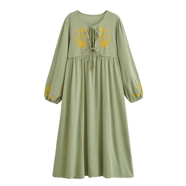 Butterfly Embroidered Boho Maxi Dress