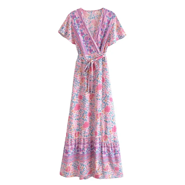 S937c3d3236cc4fec9b1cddf8cdb0a11dD.webp Romantic Midnight Bloom V-Neck Gown with Delicate Slit Boho Maxi Dress