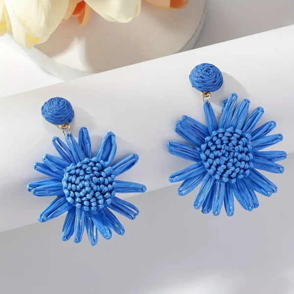 S94814de4d0864e14979b7ffe5385c740y-1.webp Mediterranean Bloom Raffia Flower Dangle Earrings