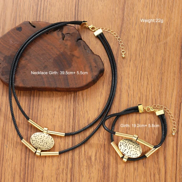S95bf259ca3304cccb6caafdde7a376c2F.webp Earthbound Textured Pendant Necklace and Bracelet Set