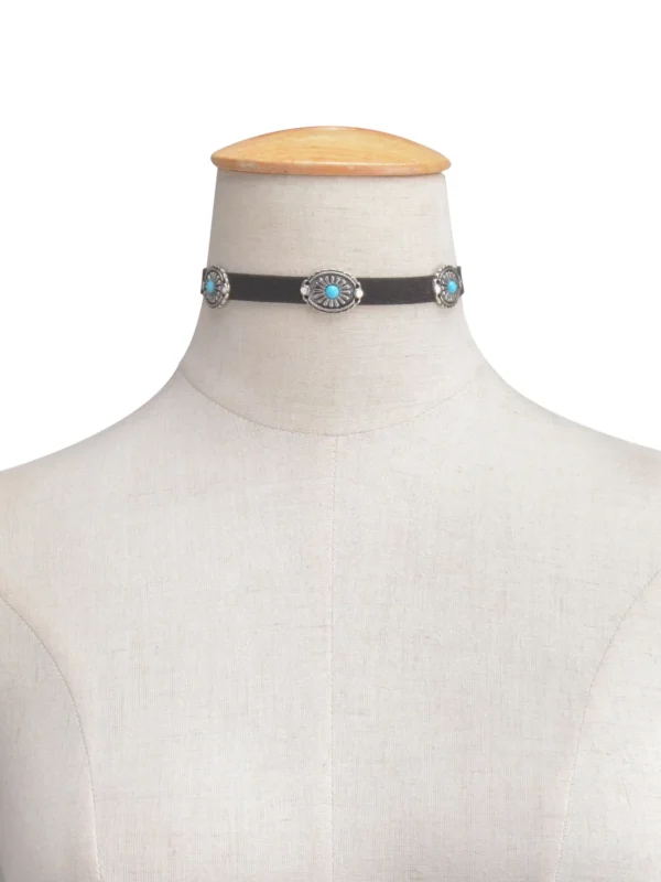 Bohemian Choker Necklace with Decorative Stone Accents