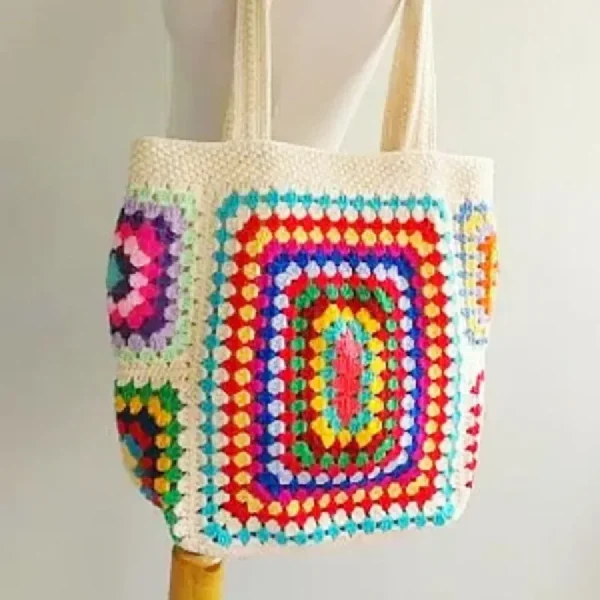 Sunlit Nomad Crochet Granny Square Boho Bag White – Spirit & Rebel