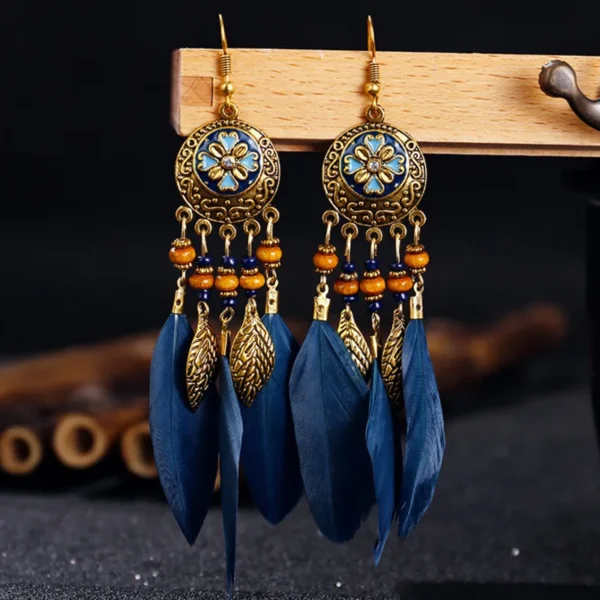 S9a883ac35b3644c8ae2f01d7e21088c8r.webp Nomad Sun Feather Dreamcatcher Statement Earrings