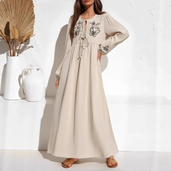 Butterfly Embroidered Boho Maxi Dress