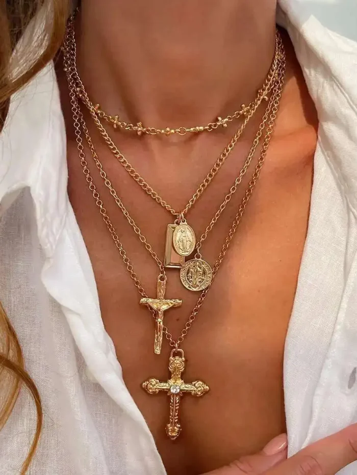 Divine Wanderer Layered Charm Necklace Set