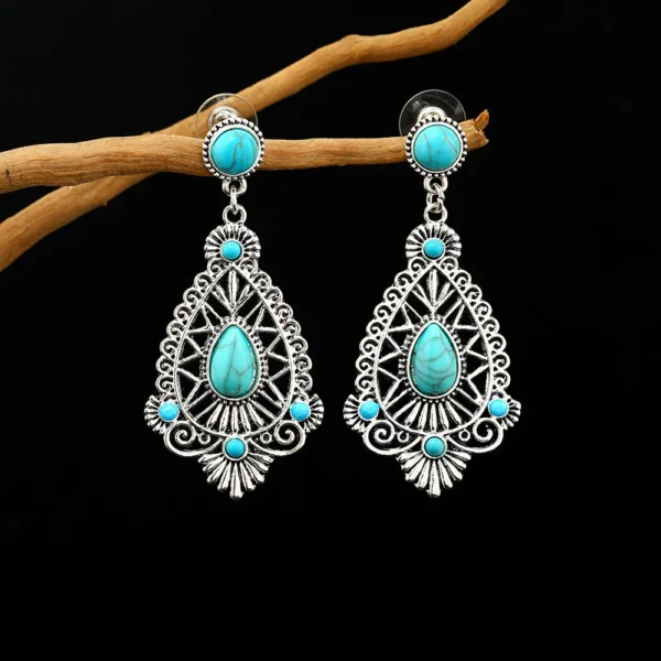 Sa4757d4e6e654528bcf64a72a3e18f196.webp Intricate Silver Boho Earrings with Turquoise Accents