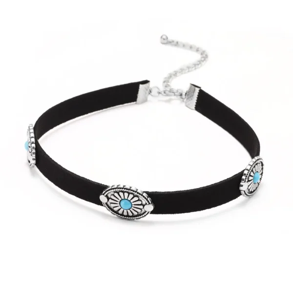 Bohemian Choker Necklace with Decorative Stone Accents