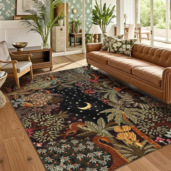 Sb0b765d5113b4e97bd1cd794973d3940O.webp Midnight Jungle Reverie Boho Rug