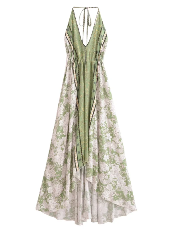 Sb10e6510b4e8428e8feea3d867d4223fa.webp Desert Bloom: Floral Print Backless Halter Maxi with Tassel Hem
