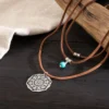 Sb13ae05edf264299b8133b934db2a4ba2.webp Savannah Whisper Bohemian Layered Choker Necklace with Turquoise Accent