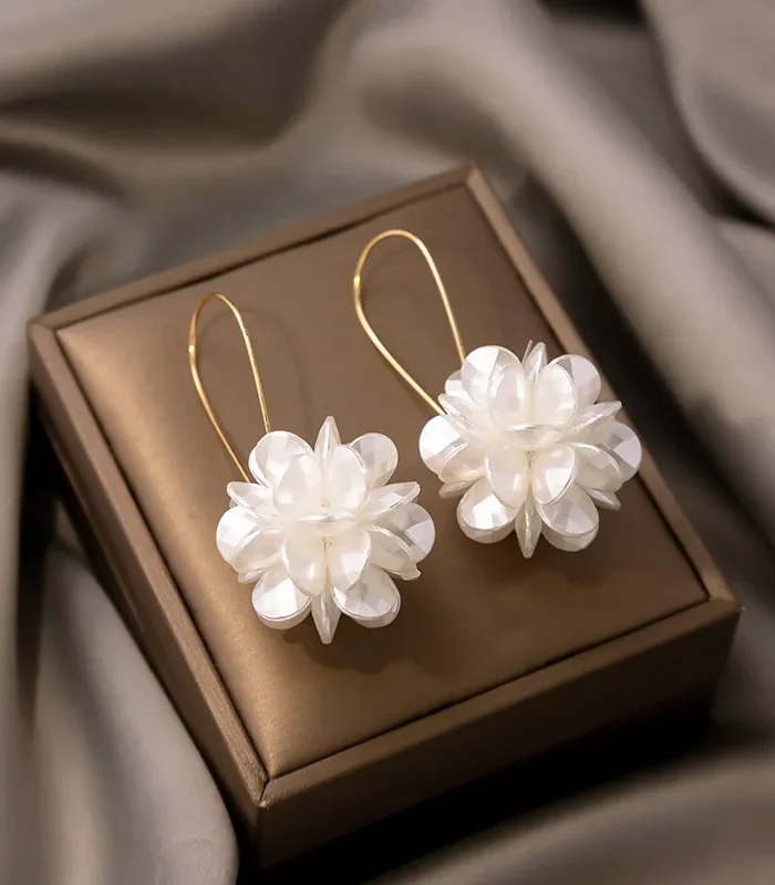 Blossom Harmony Floral Drop Earrings with Delicate Gold Wire