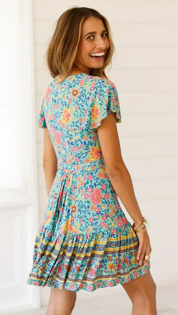 Summertime Flirt Floral Wrap Dress with Tie Waist