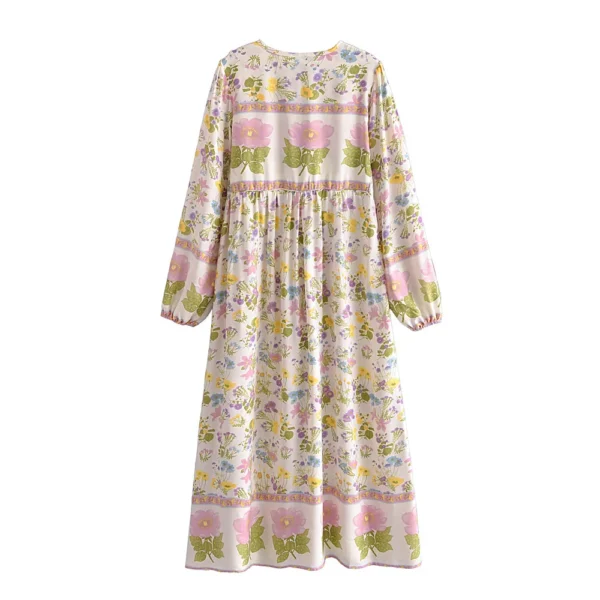 Sb433ded84d0d4d55b4e73f1775895d650.webp Wilderness Boho Floral Bohemian Dress with Tassels and Tie-Front